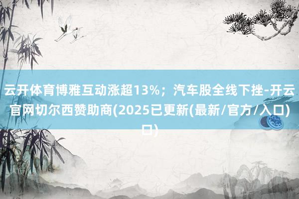 云开体育博雅互动涨超13%；汽车股全线下挫-开云官网切尔西赞助商(2025已更新(最新/官方/入口)