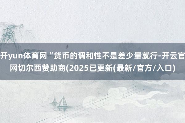 开yun体育网“货币的调和性不是差少量就行-开云官网切尔西赞助商(2025已更新(最新/官方/入口)